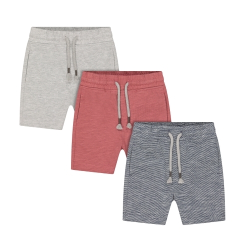 Boys Shorts Stripe And Boat Print - Pack Of 3 - Grey Red