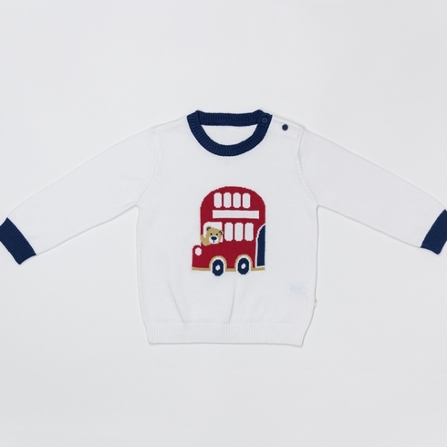 H by Hamleys Boys Full Sleeve Sweater Hamleys Bus-White