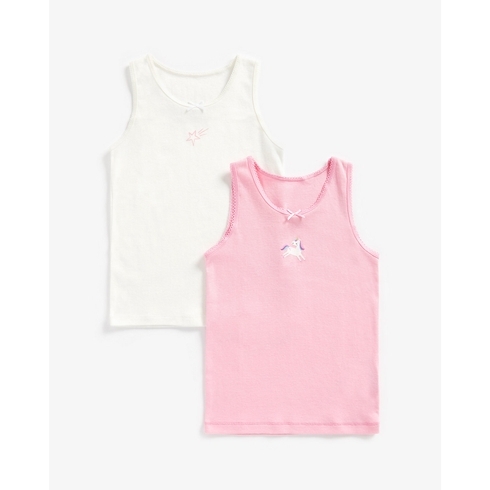 Girls Sleeveless Vest -Pack Of 2-Multicolor