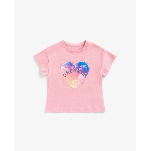 Girls Tops Dreamy Print with Sparkle-Pink