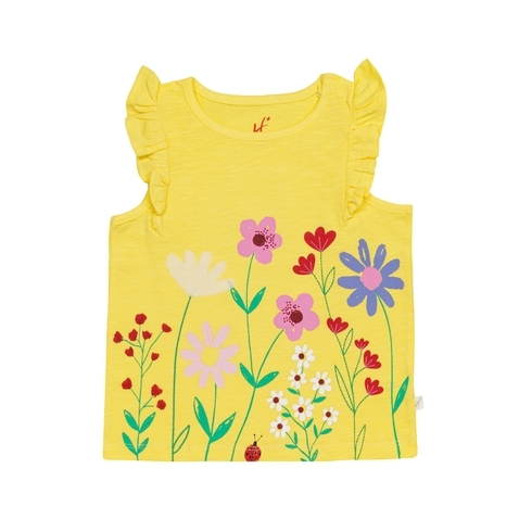 H By Hamleys Girls Short Sleeves T-Shirt Floral Detail-Yellow