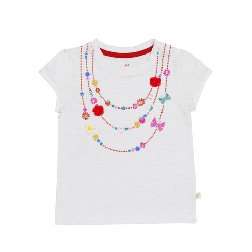 H By Hamleys Girls Short Sleeves T-Shirt Necklace Print-White