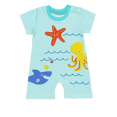 H By Hamleys Boys Short Sleeves Romper Ocean Print-Multicolor