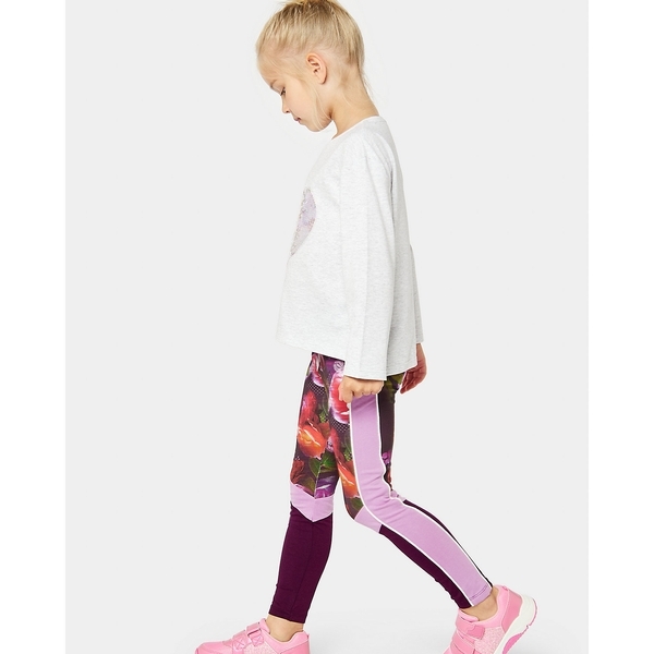 Buy Girls Sports Leggings Floral Design-Purple Online at Best Price