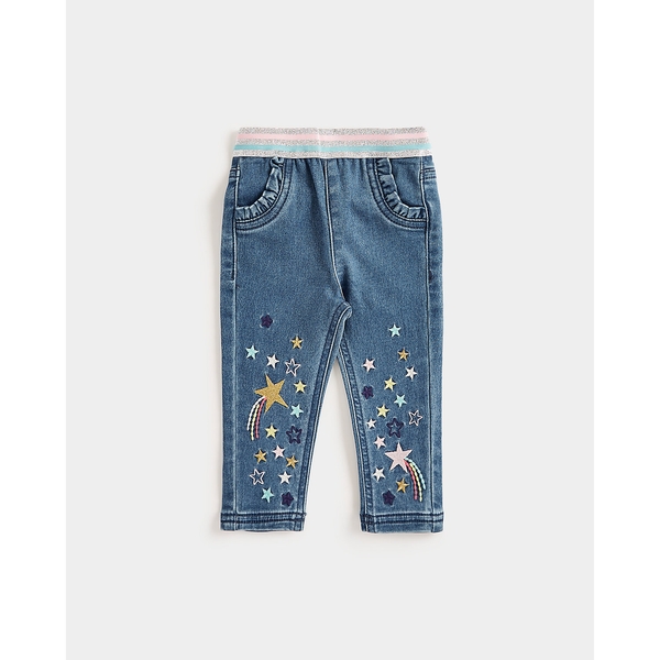 Buy Girls Jeggings Stars Design & Elasticated Waistband-Pack of 1-Denim  Online at Best Price