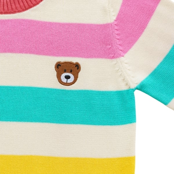 Buy Girls Full Sleeve Sweater Striped Bunny-Multicolor Online at Best Price