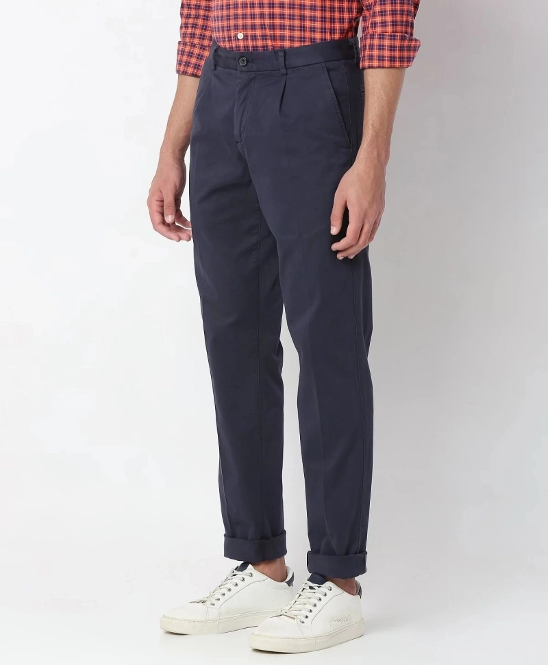 Buy Arrow Sport Blue Cotton Regular Fit Self Pattern Chinos for Mens Online  @ Tata CLiQ