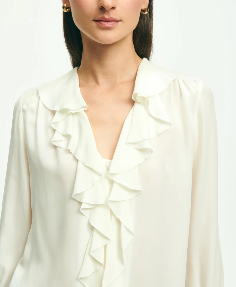 $98 Bonheur online du jour soft cotton long sleeve ruffle blouse 4