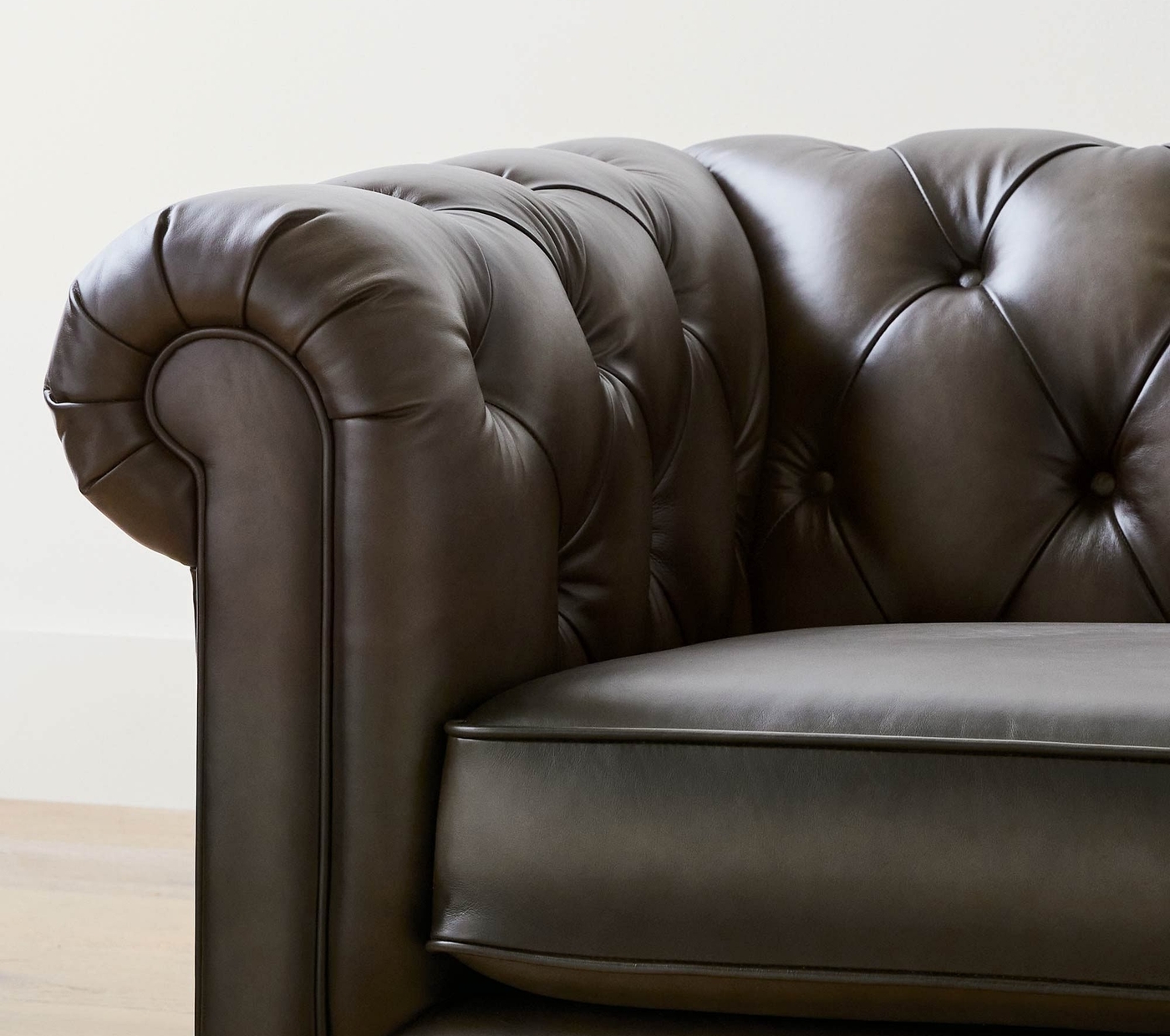 Chesterfield Roll Arm Leather Deep Seat