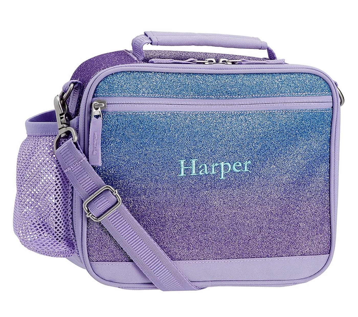 Mackenzie Lavender/Aqua Ombre Sparkle Glitter Lunch Boxes