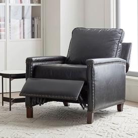 Tyler Leather Square Arm Recliner With Nailheads