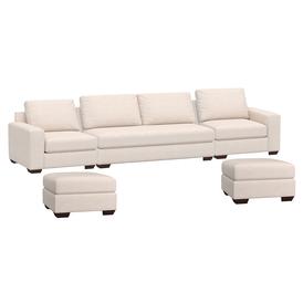 Big Sur Square Arm Upholstered, Down Blend Wrapped Cushions, Performance Slub Cotton Silver Taupe