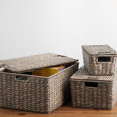 Charleston Handwoven Seagrass Lidded Baskets