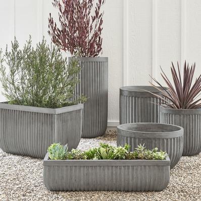 Concrete Fluted Planters, Grey