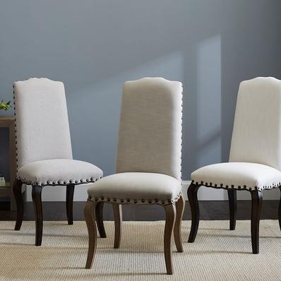 GLBL Calais Dining Chair : Side:Basketweave Slub:Oatmeal w/ Espresso Leg - Set of 2