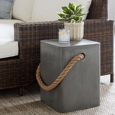 Coastal Concrete & Rope Side Table