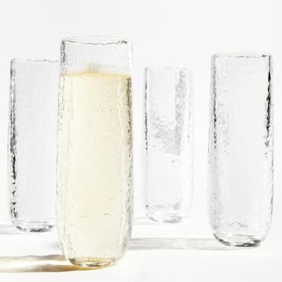 Hammered Outdoor Stemless Champagne Flutes