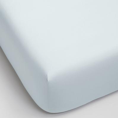 400-Thread-Count Organic Percale Fitted Sheet, Pearl Blue