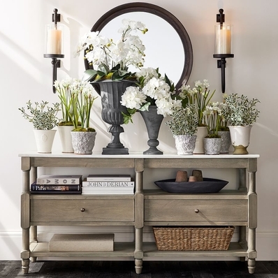 Alexandra 65" Marble Console Table, Gray Wash