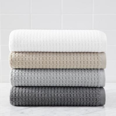 Organic Waffle Terry TowelsBath TowelGray Mist