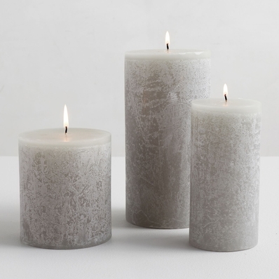 Scented Timber Pillar Candle - Gray Moss