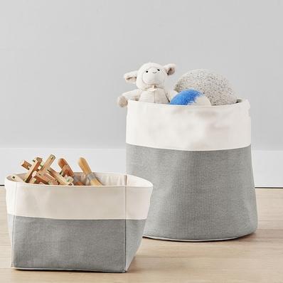 Gray Colorblock Canvas Toy Dump Storage