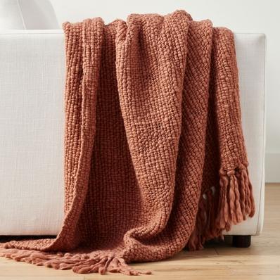 Textured Basketweave Knit Throw Blanket