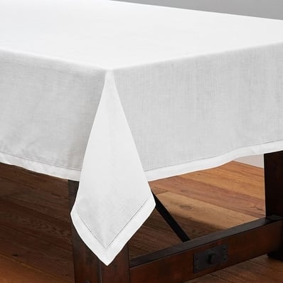 Classic Belgian Flax Linen Hemstitch Tablecloth