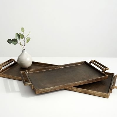 Antiqued Metal Decorative Tray