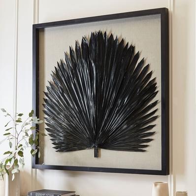 Palm Leaf Shadow Box Wall Art-Black