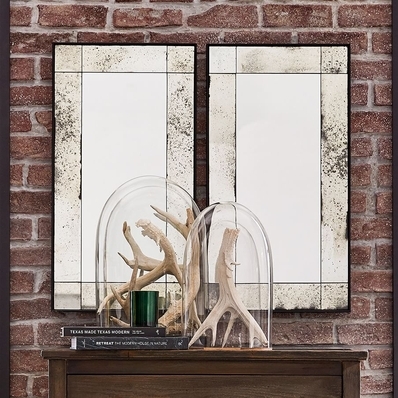 Tribeca Antiqued Glass Wall Mirror 16Inches x 30Inches