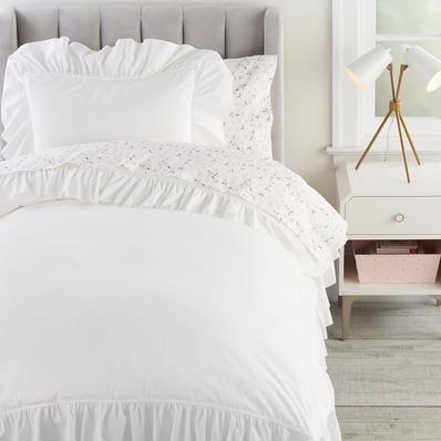 Washed Cotton Ruffle Organic Duvet Cover & Standard Sham