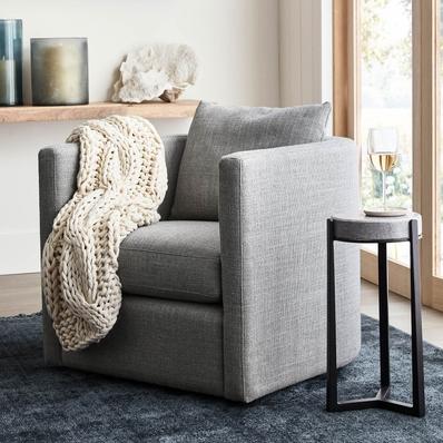 Ayden Upholstered Barrel Swivel Armchair