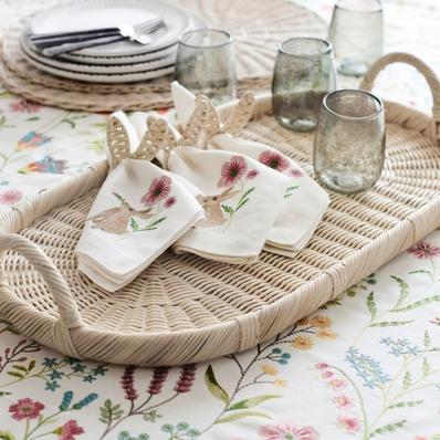 Handwoven Wicker Oval Serving Tray