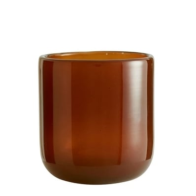 Modern Glass Votive Candle Holder, Amber, Small, 3.75"H