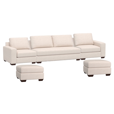 Big Sur Square Arm Upholstered, Down Blend Wrapped Cushions, Performance Slub Cotton Silver Taupe