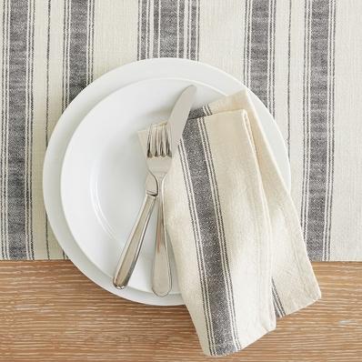 French Striped Organic Cotton Napkins - Set of 4