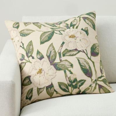 Vintage Islands Magnolia Embroidered Pillow