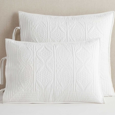 White Hanna Cotton-Linen Quilted Sham