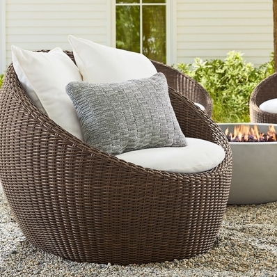Torrey All-Weather Wicker Papasan Swivel Chair with Cushion