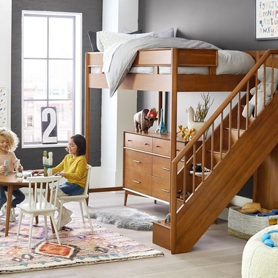 west elm x pbk Mid-Century Stair Loft Bed