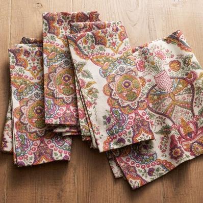 Lila Pink Floral Cotton Napkins - Set of 4