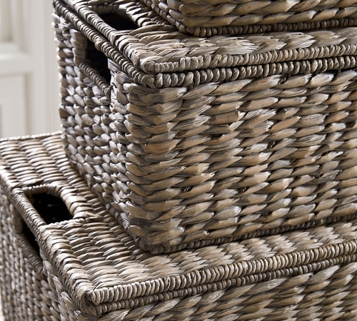 Charleston Handwoven Seagrass Lidded Baskets