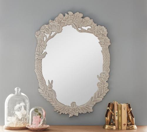 Enchanted Carved Wood Mirror