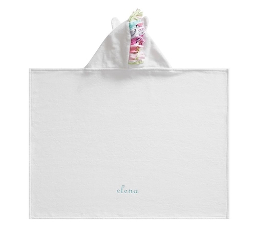 Unicorn Rainbow Baby Hooded Towel,  White Multi