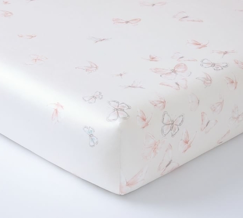 Monique Lhuillier Sateen Ethereal Butterfly Fitted Crib Sheet