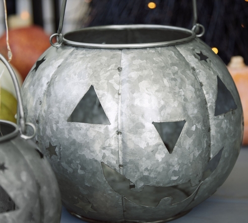 Metal Cut-Out Pumpkin Lanterns, Set of 2