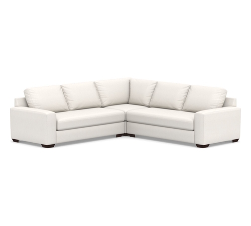 Big Sur Square Arm Upholstered 3-Piece L-Shaped Sectional, Performance Everydaylinen, Ivory