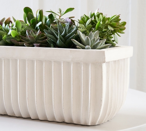 Concrete Fluted Planters, Chalk