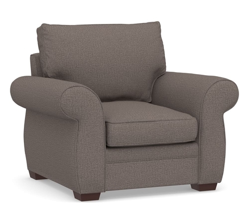 Pearce Roll Arm Upholstered Armchair, Basketweave Slub Charcoal